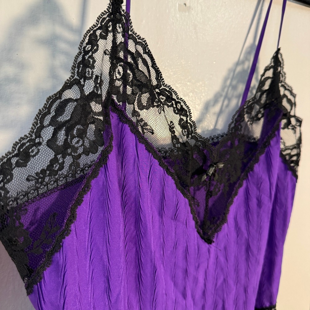 Vtg 90s Sears Purple Lace Bodysuit M Whimsigoth anything but simple slip - Picture 9 of 10